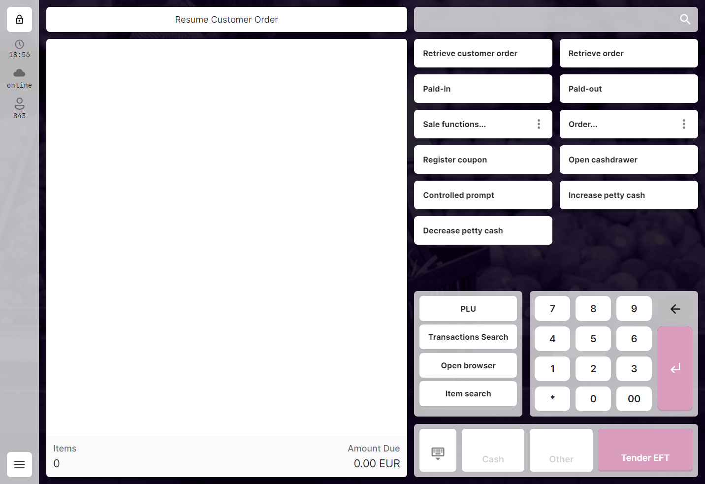 Main view with active order