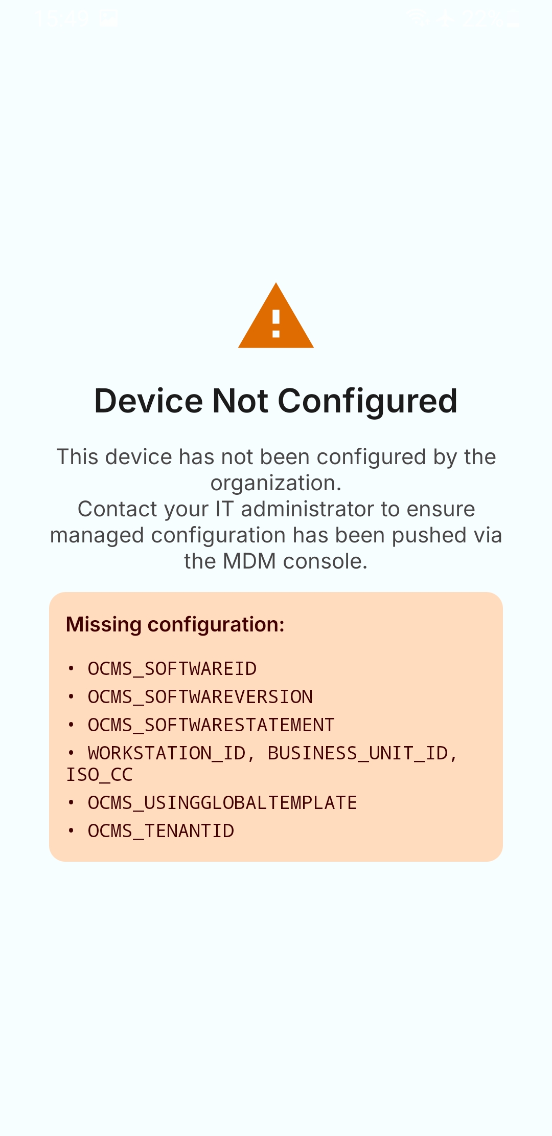 Missing Configuration Error