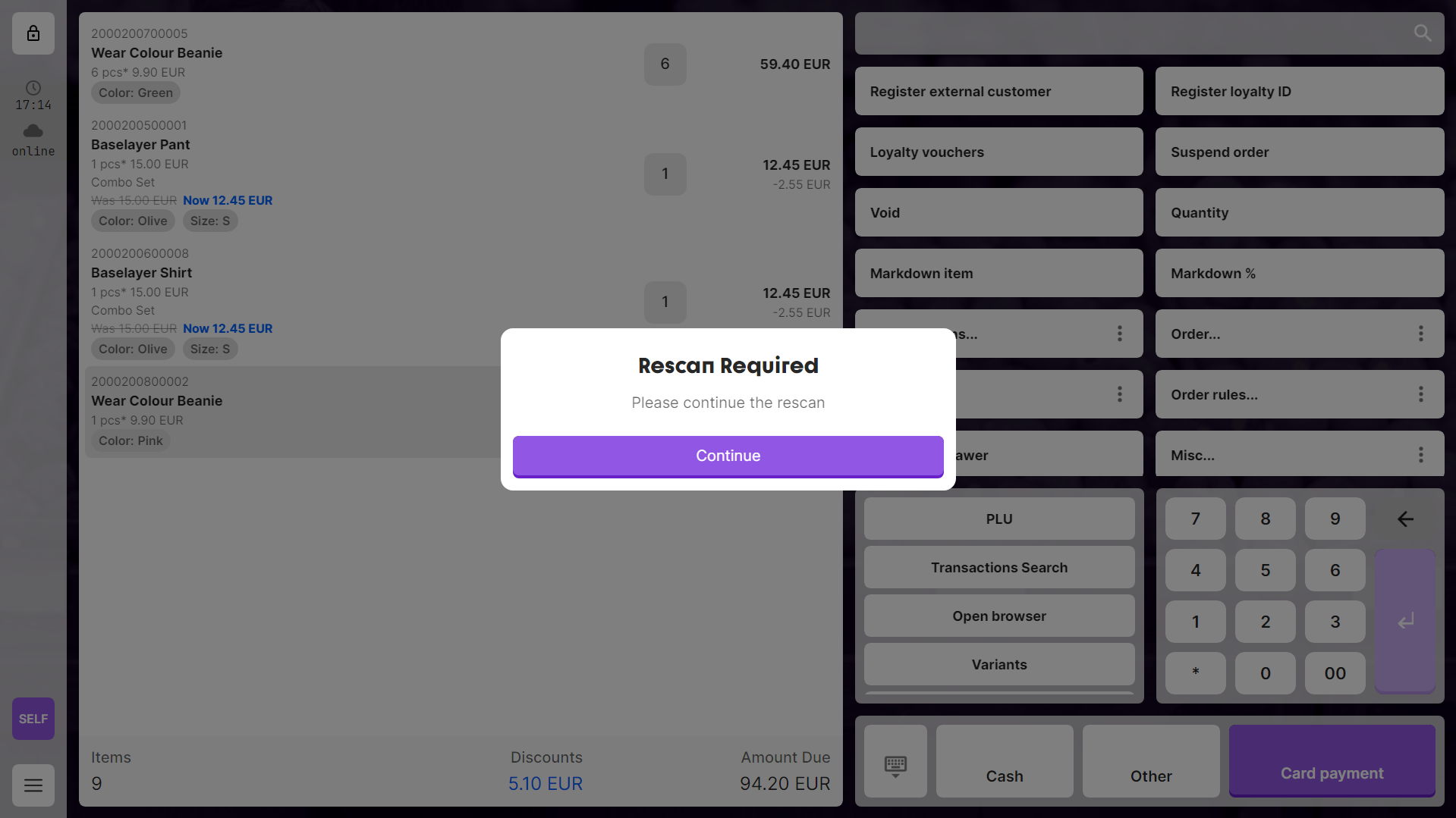 Rescan Continue Required