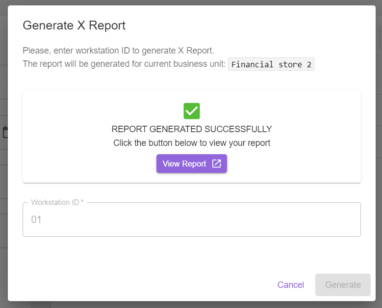 X Report generated